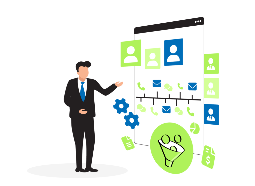 Image showing user organize customer data, track conversations and follow-ups, assign clear ownership of records and improving visibility into the sales pipeline